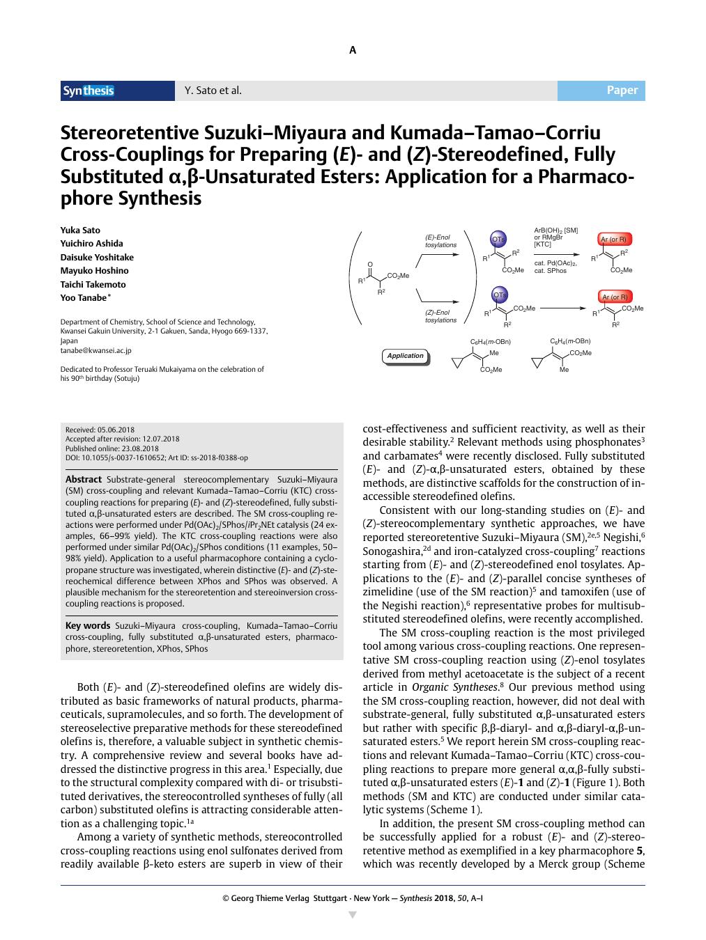 stereoretentive suzuki–miyaura and kumada–tamao