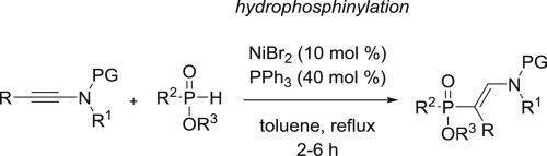 Nickel Catalyzed Regio And Stereoselective Hydrophosphinylation Of