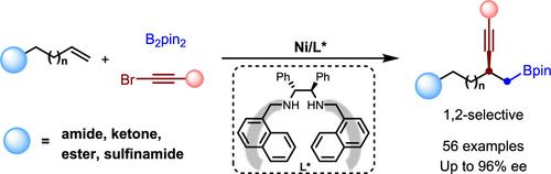 Enantioselective Ni Catalyzed 1 2 Borylalkynylation Of Unactivated