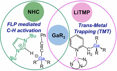 Trans-Metal-Trapping Meets Frustrated-Lewis-Pair Chemistry:  Ga(CH2SiMe3)3-Induced C–H Functionalizations