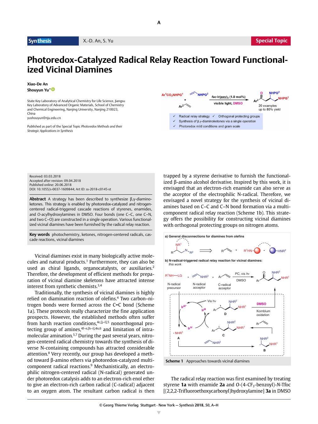 PhotoredoxCatalyzed Radical Relay Reaction Toward Functionalized
