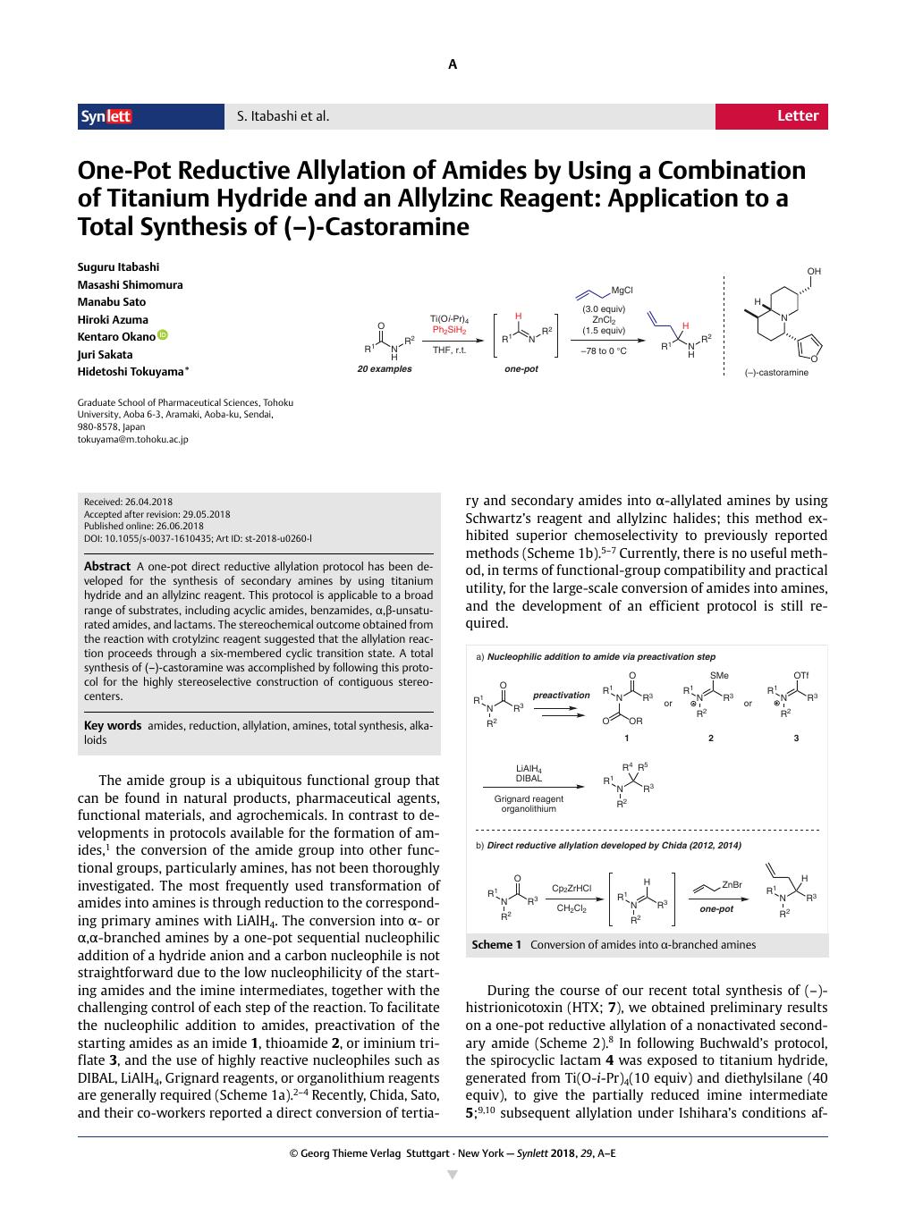 One-Pot Reductive Allylation of Amides by Using a Combination of ...