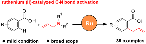 Catalytic C N And C H Bond Activation Ortho Allylation Of Benzoic Acids With Allyl Amines Organic Letters X Mol