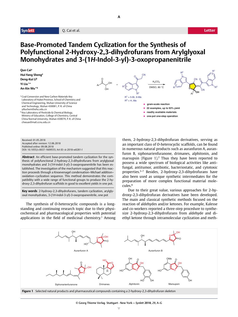 Base-Promoted Tandem Cyclization for the Synthesis of Polyfunctional 2 ...