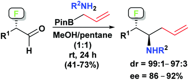 Highly Diastereoselective Synthesis Of Enantioenriched Anti A Allyl B Fluoroamines Chemical Communications X Mol