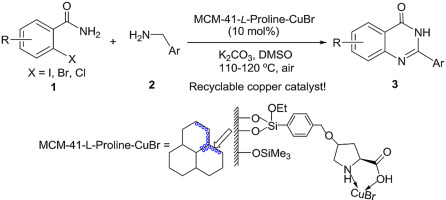 A Practical Synthesis Of Quinazolinones Via Intermolecular Cyclization Between 2 Halobenzamides And Benzylamines Catalyzed By Copper I Immobilized On Mcm 41 Journal Of Organometallic Chemistry X Mol