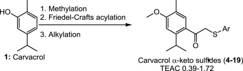 Heterocyclic B Keto Sulfide Derivatives Of Carvacrol Synthesis And Copper Ii Ion Reducing Capacity Bioorganic Medicinal Chemistry Letters X Mol