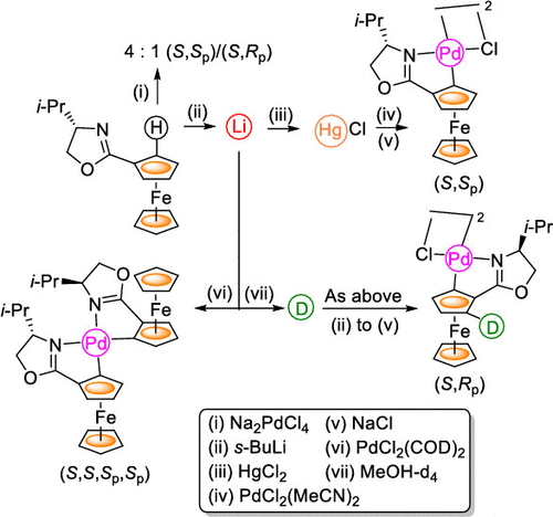 Ferrocenyloxazoline Derived Planar Chiral Palladacycles C H Activation Transmetalation And Reversal Of Diastereoselectivity Organometallics X Mol