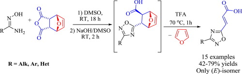 Entry Into E 3 1 2 4 Oxadiazol 5 Yl Acrylic Acids Via A One Pot Ring Opening Ring Closing Retro Diels Alder Reaction Sequence Tetrahedron Letters X Mol