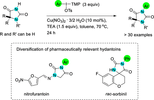 Cu Catalyzed N 3 Arylation Of Hydantoins Using Diaryliodonium Salts Organic Letters X Mol