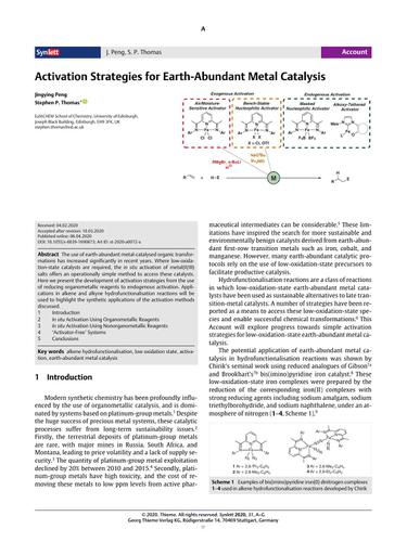 Activation Strategies For Earth-Abundant Metal Catalysis,Synlett - X-MOL