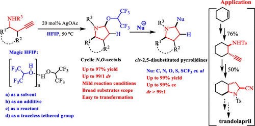 Stereospecific Synthesis Of Cis 2 5 Disubstituted Pyrrolidines Via N O Acetals Formed By Hydroamination Cyclization Hydroalkoxylation Of Homopropargylic Sulfonamides In Hfip The Journal Of Organic Chemistry X Mol