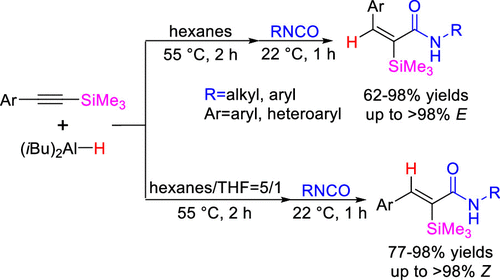 Stereoselective Formal Hydroamidation Of Si Substituted Arylacetylenes With Dibal H And Isocyanates Synthesis Of E And Z A Silyl A B Unsaturated Amides The Journal Of Organic Chemistry X Mol