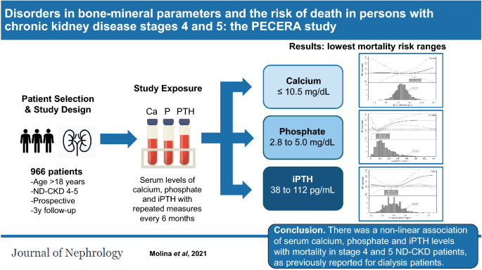 Disorders In Bone Mineral Parameters And The Risk Of Death In Persons With Chronic Kidney Disease Stages 4 And 5 The Pecera Study Journal Of Nephrology X Mol