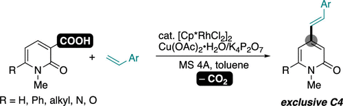Rhodium Catalyzed C4 Selective C H Alkenylation Of 2 Pyridones By Traceless Directing Group Strategy Organic Letters X Mol
