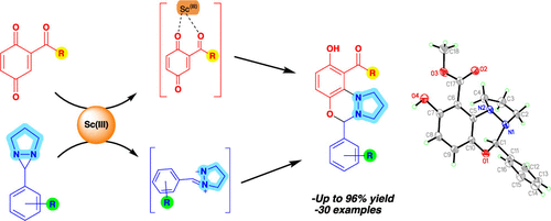 Sc Otf Sub 3 Sub 催化的二氮丙啶和醌的正式 3 3 环加成反应合成苯并 I E I 1 3 4 恶二嗪 Organic Letters X Mol