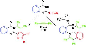 The Rh Iii Catalysed C H N H Annulation Of 2 Thienyl And 2 Phenyl Quinazolin 4 3h Ones With Diphenylacetylene New Journal Of Chemistry X Mol