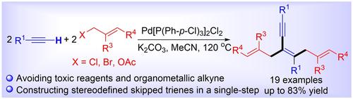 A Single Step Synthesis Of Stereodefined Skipped Trienes Pd Catalyzed