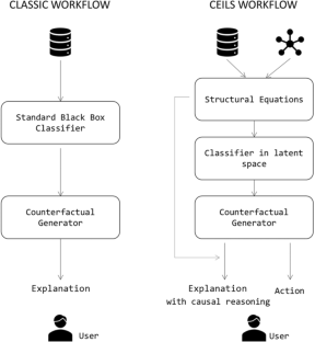 Counterfactual explanations as interventions in latent space