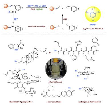 Deprotection Of Benzyl Derived Groups Via Photochemically Mesolytic