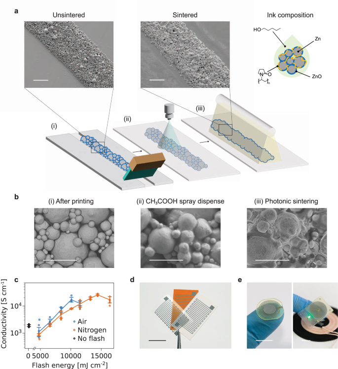 Zinc hybrid sintering for printed transient sensors and wireless ...