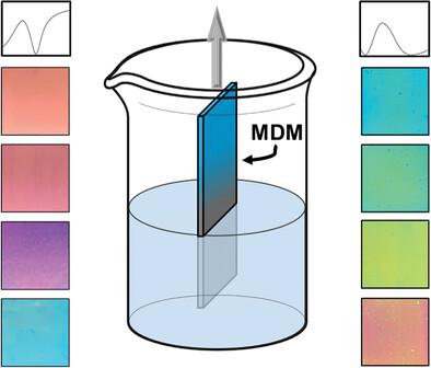 Reconfigurable, vivid reflective colors based on solution