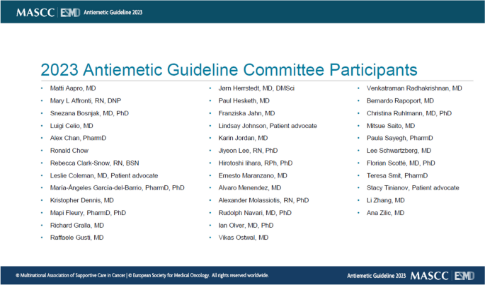 MASCC/ESMO Antiemetic Guidelines: Introduction To The 2023 Guidelines ...