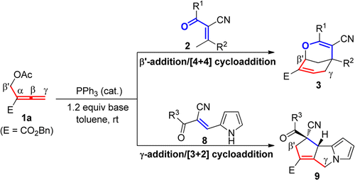 Phosphine Catalyzed Addition Cycloaddition Domino Reactions Of B Acetoxy Allenoate Highly Stereoselective Access To 2 Oxabicyclo 3 3 1 Nonane And Cyclopenta A Pyrrolizine Journal Of The American Chemical Society X Mol