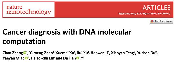Nat Nanotechnol Dna计算用于癌症诊断 韩达团队发展出基于dna计算的肿瘤分子诊断技术 X Mol资讯