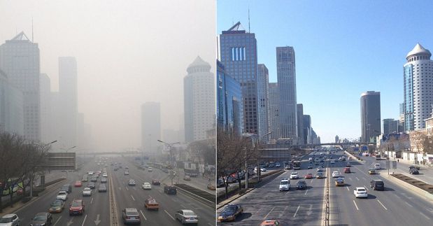 北京雾霾前后对比图片来源:ycwbcom
