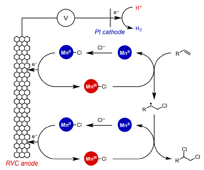 jacs:金属电化学高效催化用于烯烃选择性邻二氯化反应