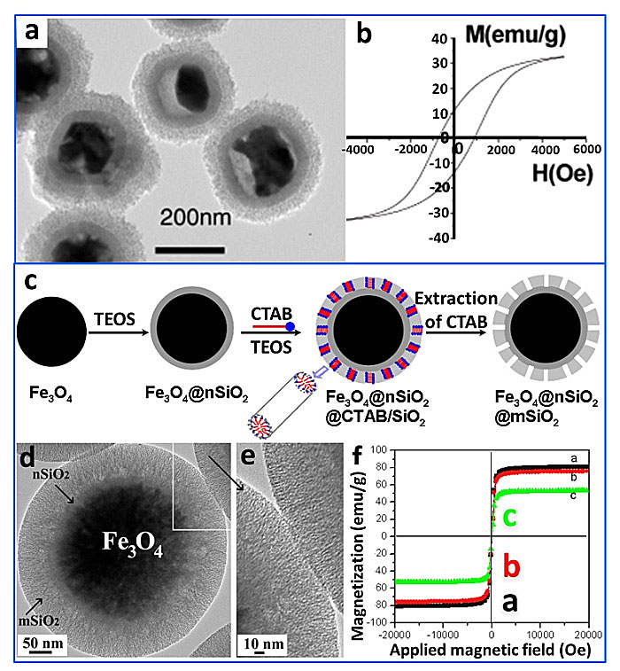 傳統核-殼磁性介孔二氧化硅材料主要採用陽離子表面活性劑(如ctab